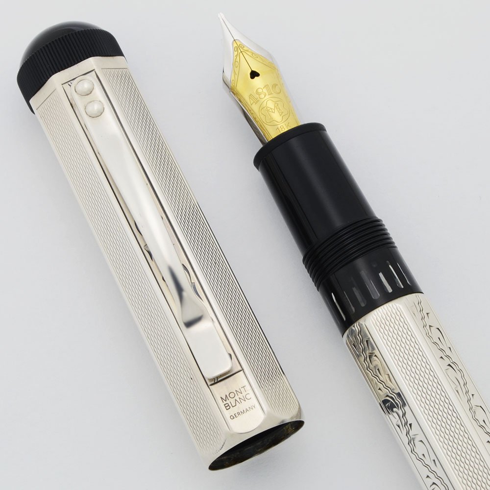 Montblanc Patron of Art Series Fountain Pen 1992 Lorenzo de Medici Sterling Silver 18k Medium Near Mint in Box Works Well Peyton Street Pens